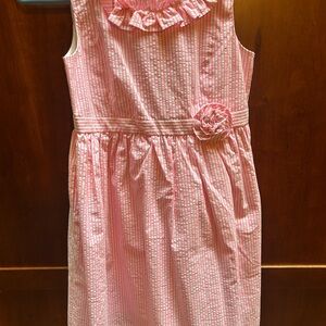 Lilly Pulitzer Pink and White Ruffled Embellished Sundress